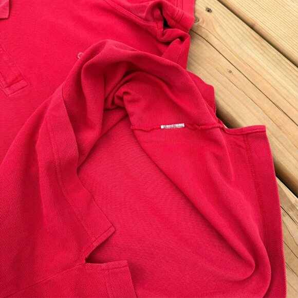 United Colors of Benetton Short Sleeve Polo Shirt Mesh Cotton Red Large - Picture 7 of 7